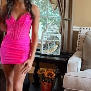 Elegant Pink Strapless Dress